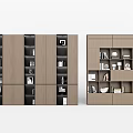 Modern Wooden Bookcase Interior With Open Shelves Books And Decorative Objects