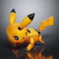 Mechanical Style Yellow Creature Character With Black Tipped Ears Blue Eyes And Square Tail