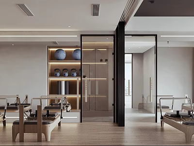 Modern Gym Interior With Fitness Equipment And Storage 3d model