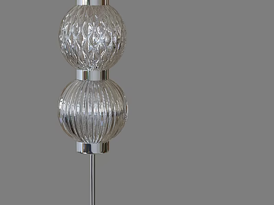 Modern Glass Chandelier With Double Textured Spherical Shades And Silver Metal Stand 3d model