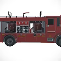 Highly Functional Red Fire Truck With Emergency Lights Ladder And Rescue Equipment
