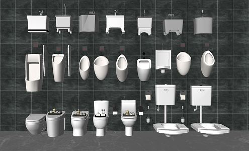 Modern Toilet Bathroom Supplies Combination Urinal Squatting 3d model