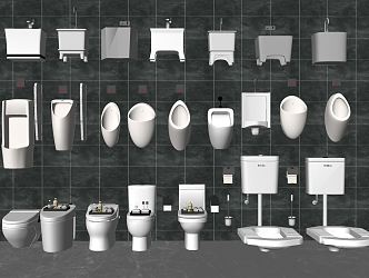 Modern Toilet Bathroom Supplies Combination Urinal Squatting 3d model