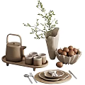 Minimalist Tableware Set With Teapot Cups Tray Vase Egg Bowl And Plates