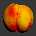 Fresh Ripe Yellow and Red Peach on Black Background with Clear Reflection