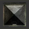 Ancient Pyramid Structure With Stone Bricks Red Door And Green Grass Exterior