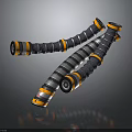 Black And Yellow Corrugated Hoses With Metal Connectors For Industrial Equipment