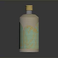 Elegant Artisanal Beverage in Golden Bottle with Green Decorative Leaf Design