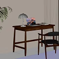 Modern Home Office Workspace With Wooden Desk Laptop Table Lamp And Chair