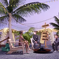 Popular Photo Check In Spot With Palm Trees String Lights And Cozy Outdoor Seating Area
