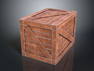 3D Wooden Crate Scene Component With Textured Slats And Cross Braces 3d model