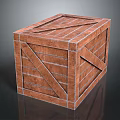 3D Wooden Crate Scene Component With Textured Slats And Cross Braces