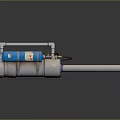 Tactical Weapon Device With Blue Cylinder White Pipes And Red Components