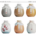 Ceramic Wine Bottles In Various Colors With White Cloth Cover And Decorative Tags