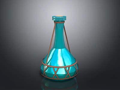 Turquoise Glass Vase With Crisscross Woven Rope Decoration For Household Decor 3d model