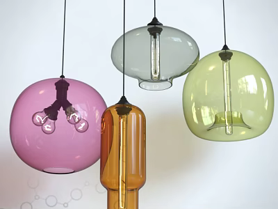 Modern Colorful Glass Pendant Lights with Diverse Shapes and Vibrant Hues for Interior Decor 3d model
