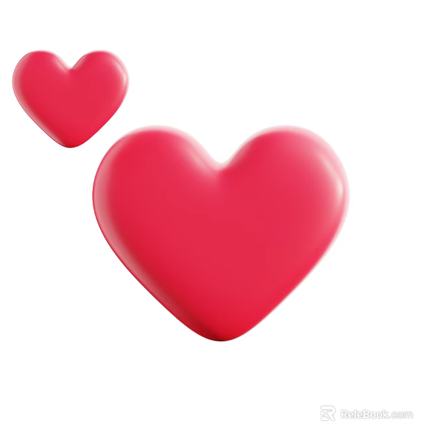 Stylish Red Heart Shaped Decorative Ornament Set for Home Decor Accent 3d model 
