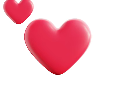 Stylish Red Heart Shaped Decorative Ornament Set for Home Decor Accent 3d model