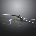 Silver Revolver With Wooden Grip And Bullets On Dark Reflective Surface