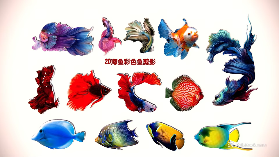20 Colorful Fish Silhouette Hanging Decor with Vibrant Styles for Home 3d model 