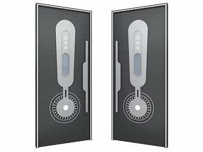 Double Doors With 888 Numbers Temperature Indicator And Circular Gear Design 3d model