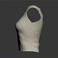 Cream Colored High Neck Sleeveless Knitted Top With Fine Texture And Slim Tailoring
