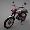 Vintage Red and Silver Motorcycle with Black Seat and Round Headlight