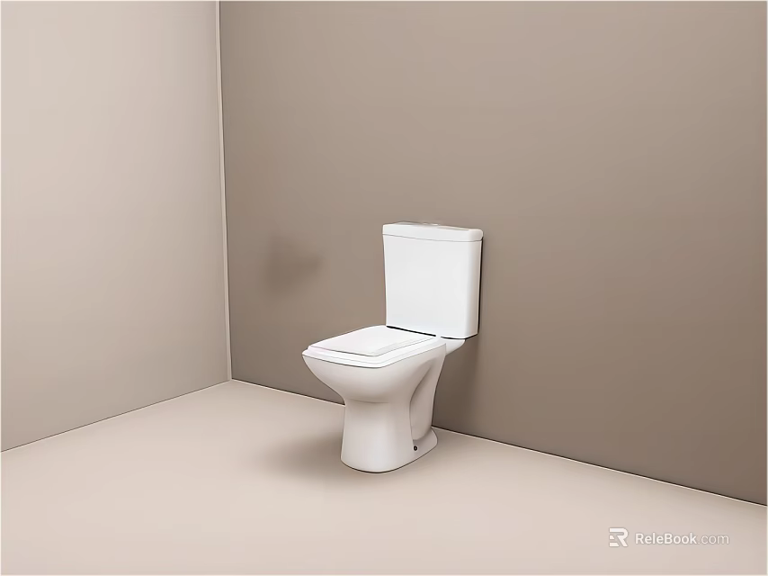 Modern White Toilet In Simple Bathroom With Light Gray Walls And Floor 3d model 