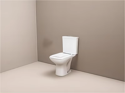 Modern White Toilet In Simple Bathroom With Light Gray Walls And Floor 3d model