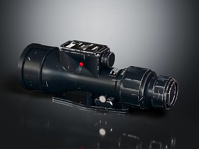 Black Weapon Scope With Red Dot Adjustment Knobs And Mounting Base 3d model