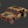 Desert Tan Military Vehicle With Mounted Machine Gun Open Door And Rugged Tires