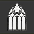 Gothic Entrance Gate With Ornate Stained Glass Windows And Pointed Arch Design
