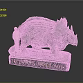 Miniature Human Figure Standing By Triceratops Prorsus Marsh Model On Base With Nameplate