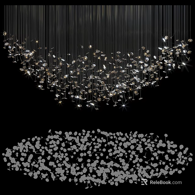 Contemporary Luxury Chandelier Design With Multiple Hanging Crystal Elements And Bright Sparkling Illumination 3d model 