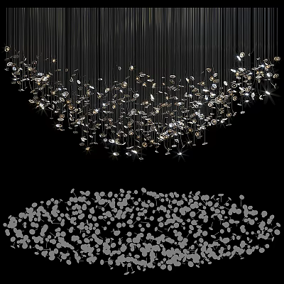 Contemporary Luxury Chandelier Design With Multiple Hanging Crystal Elements And Bright Sparkling Illumination 3d model