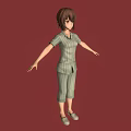 3D Character In Striped Pajamas With Arms Outstretched Standing On Red Background