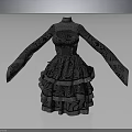 Vintage Elegant Dress With Intricate Patterns Long Sleeves High Waist And Ruffled Skirt