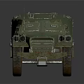 Green Armored Military Vehicle With Six Wheels Number 523 And Weathered Exterior