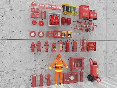 Fire hydrant fire extinguisher fire door smoke sense fire equipment lighting alarm safety exit model