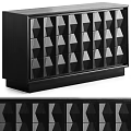 Stylish Modern Black Entryway Cabinet Sideboard With Triangular Pattern Textured Surface 3d model