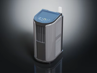 Sleek Electronic Appliance Air Purifier With Blue Panel Gray Body Digital Display And Wireless Connectivity 3d model