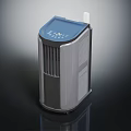 Sleek Electronic Appliance Air Purifier With Blue Panel Gray Body Digital Display And Wireless Connectivity