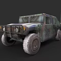 Military Style Off Road Car With Camouflage Paint Large Tires And Antenna