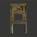 Ornate Vintage Cabinet With Hand Painted Art Panels Gold Accents And Carved Wooden Legs