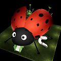 Ladybug Shaped Playground Equipment with Red Black Shell and White Slide for Kids on Grass