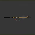 Yellow And Black Shotgun With Ammunition And Display Stand On Black Surface