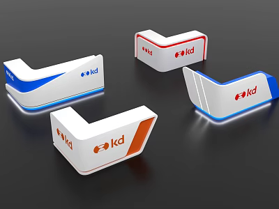 KD Brand L Shaped Products with Blue Red Orange White Colors 3d model