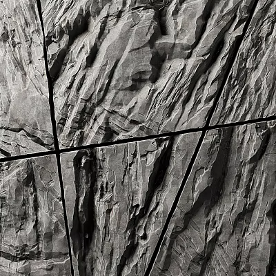 Slate Stone Background Wall With Natural Textured Panels And Grid Lines Design 3d model