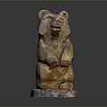 Hand Carved Wooden Bear Sculpture In Standing Pose With Detailed Features