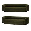 Modern Green Velvet Large Sofa With Curved Armrests And Spacious Comfortable Seating 3d model